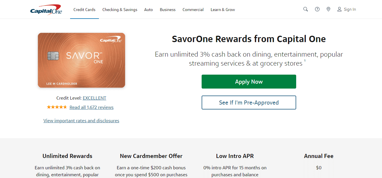 SavorOne Rewards From Capital One